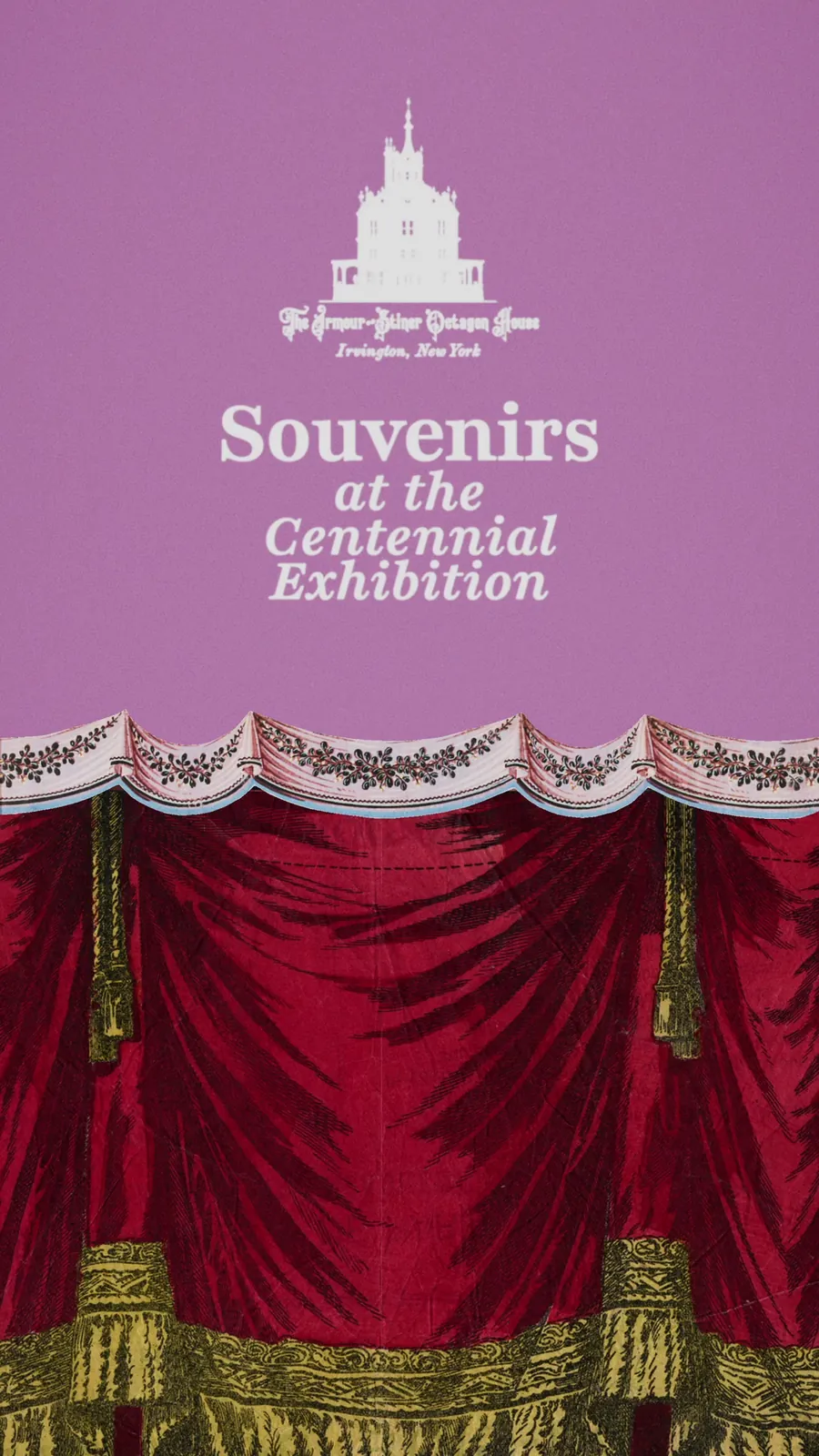 Title card reading &ldquo;Souvenirs at the Centennial Exhibition&rdquo; over a red theatre curtain